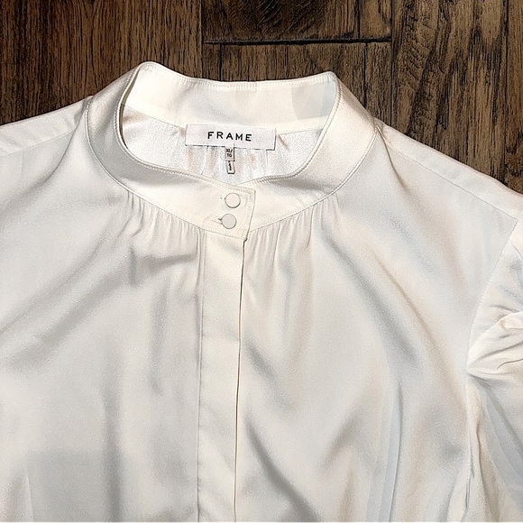 FRAME Gillian Puff Sleeve Silk Blouse - Picture 9 of 13